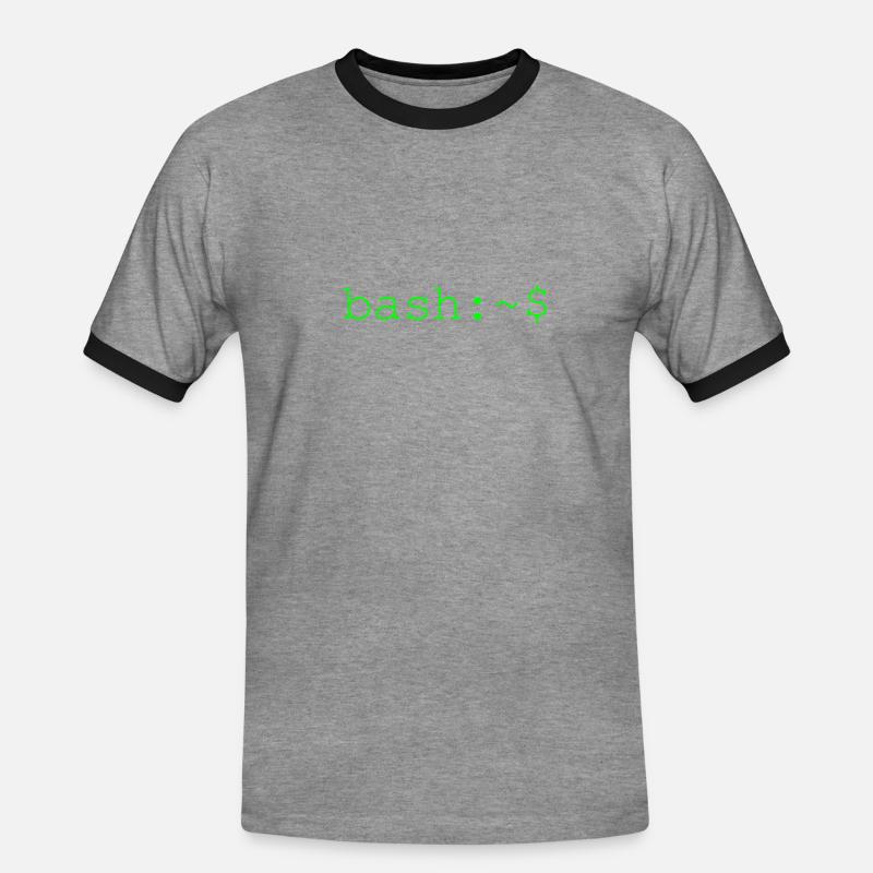 Linux bash shell console - Men's Ringer Shirt - heather grey/black