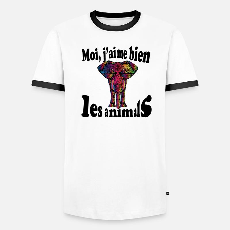 Moi, j aime bien les animals..elephant multicolore T-shirt contrasté Homme