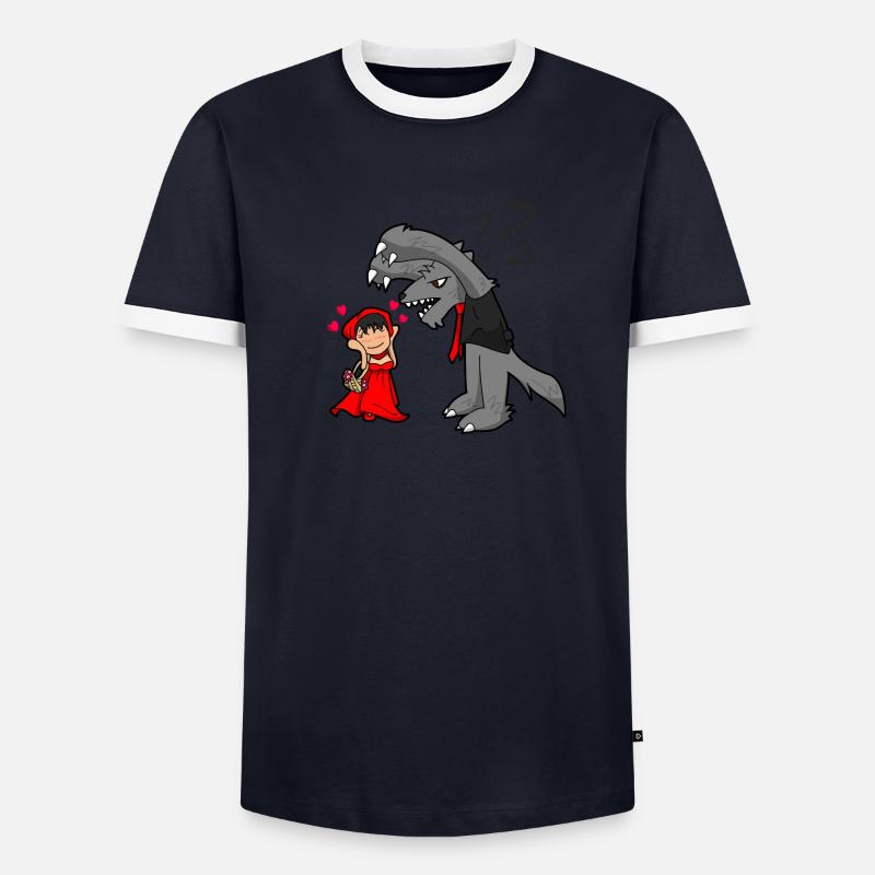 Rotkäppchen und der Wolf Männer Kontrast-T-Shirt