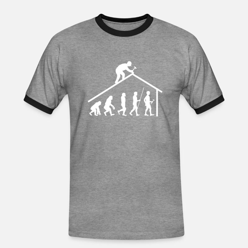 Evolution Carpenter Roofer Gift - Men's Ringer Shirt - heather grey/black