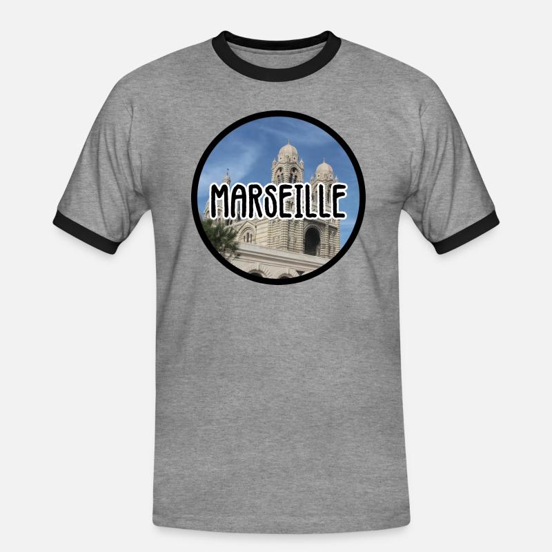 Marseille La Major - Men's Ringer Shirt - heather grey/black
