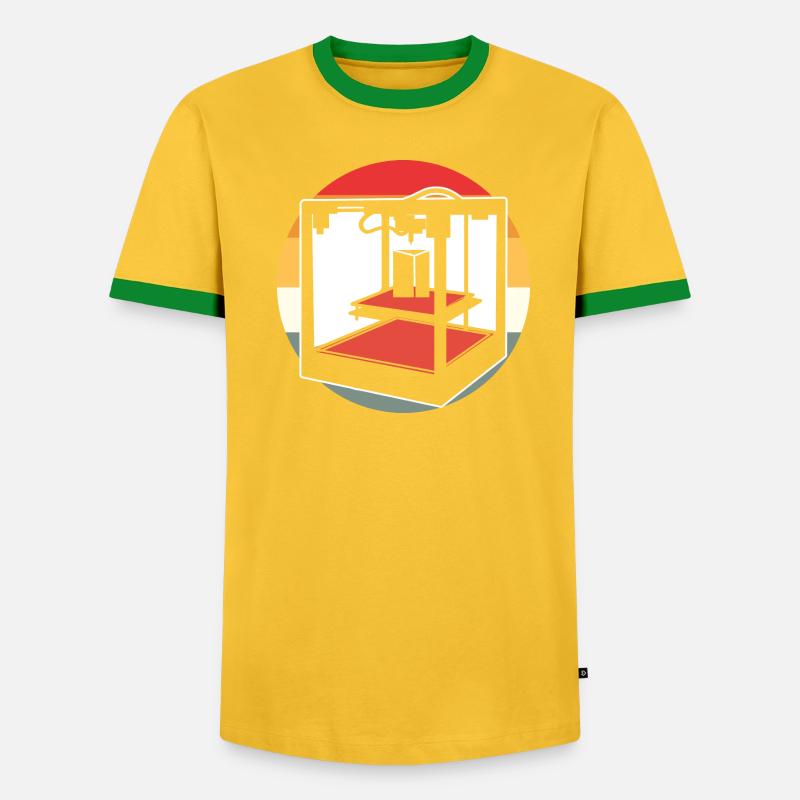 Retro 3D Printer - Men's Ringer Shirt - heather grey/black