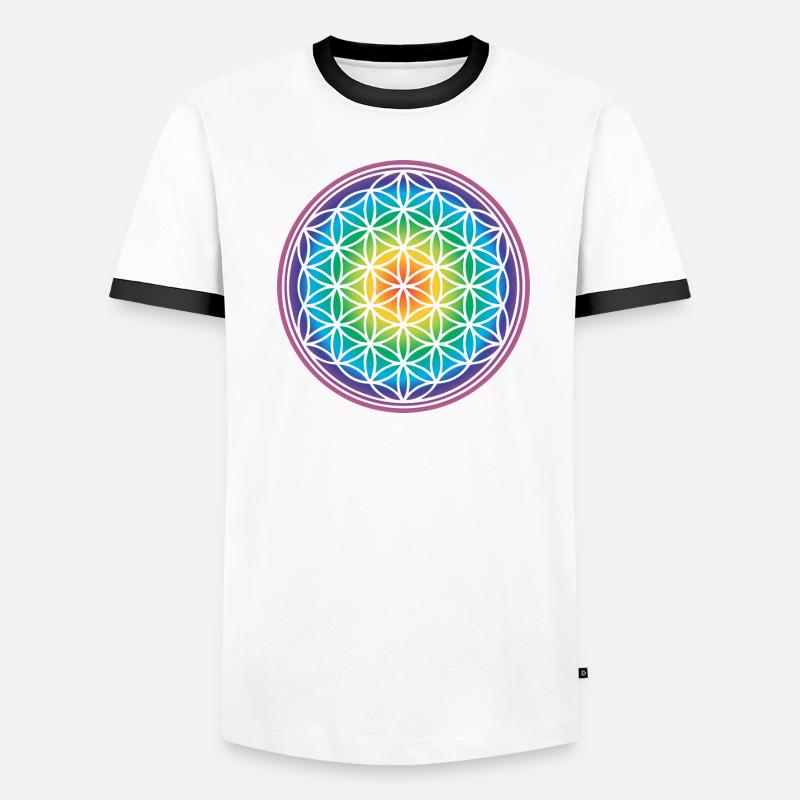 Blume des Lebens Regenbogen Geschenkidee 005-038 Männer Kontrast-T-Shirt