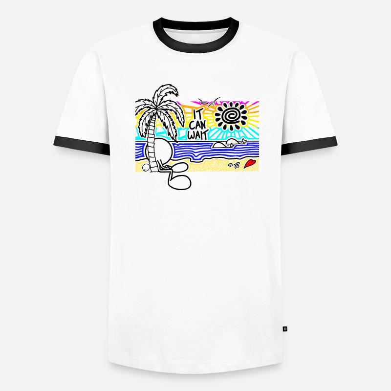 It Can Wait Sunset Doodle Männer Kontrast-T-Shirt