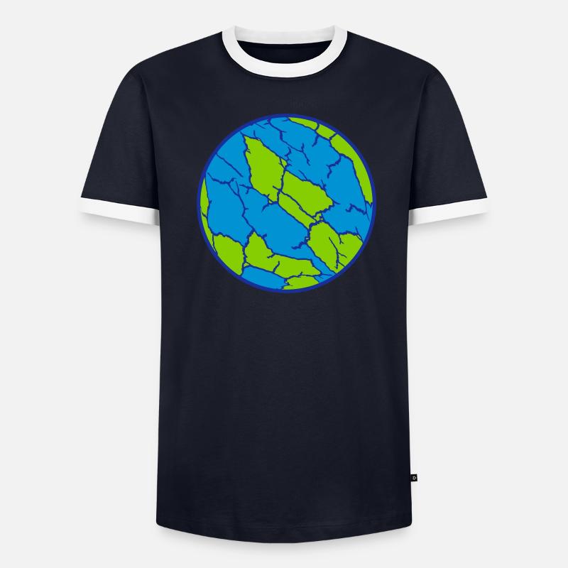 Planet Ball Cracks Pattern Men's Ringer Shirt
