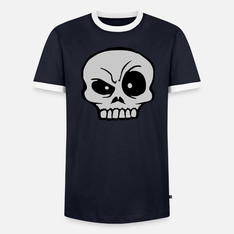 Skeptical facial expression skull skeleton Men's Ringer Shirt
