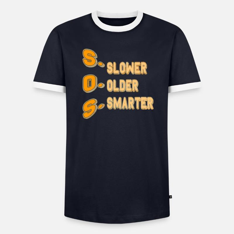 SOS = Plus lent Plus vieux Plus intelligent T-shirt contrasté Homme