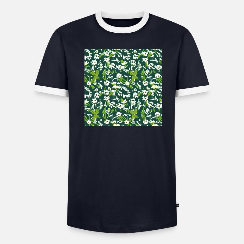 White flower pattern Men's Ringer Shirt