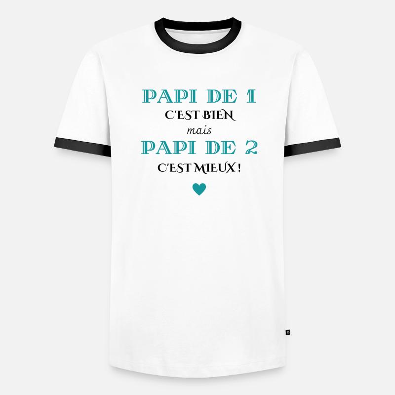 papi de 1 c'est bien mais de 2 c'est mieux T-shirt contrasté Homme