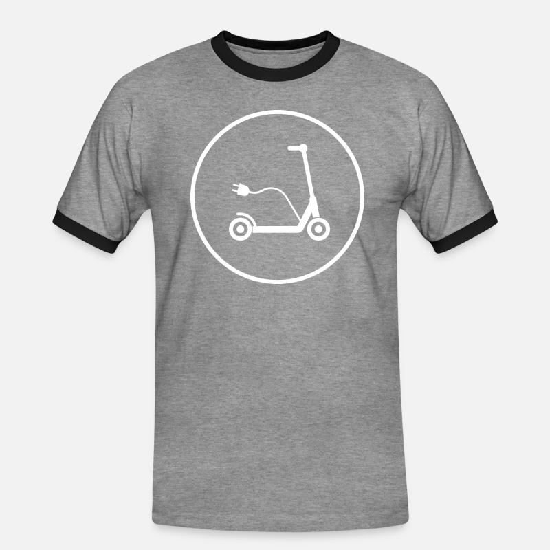 E-Scooter E-Roller Scooter - Men's Ringer Shirt - heather grey/black