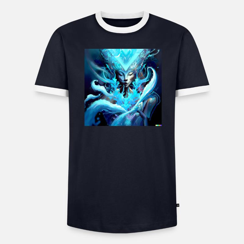 Blauer Geist digital art Männer Kontrast-T-Shirt