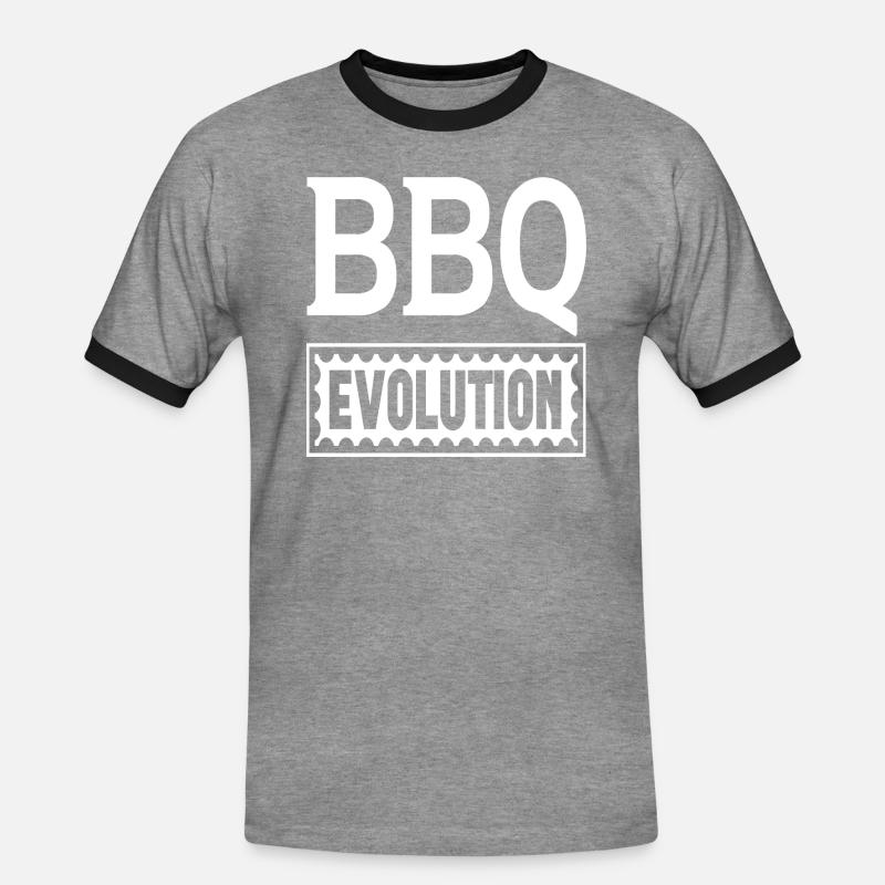 BBQ Evolution - Men's Ringer Shirt - heather grey/black