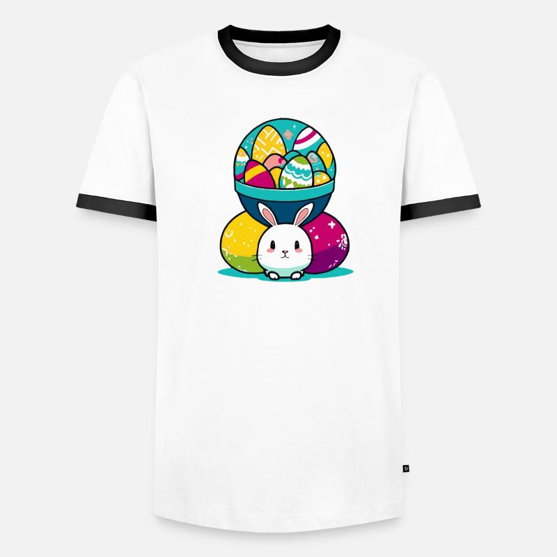 Osterhasen Ei mit Eierkorb Männer Kontrast-T-Shirt