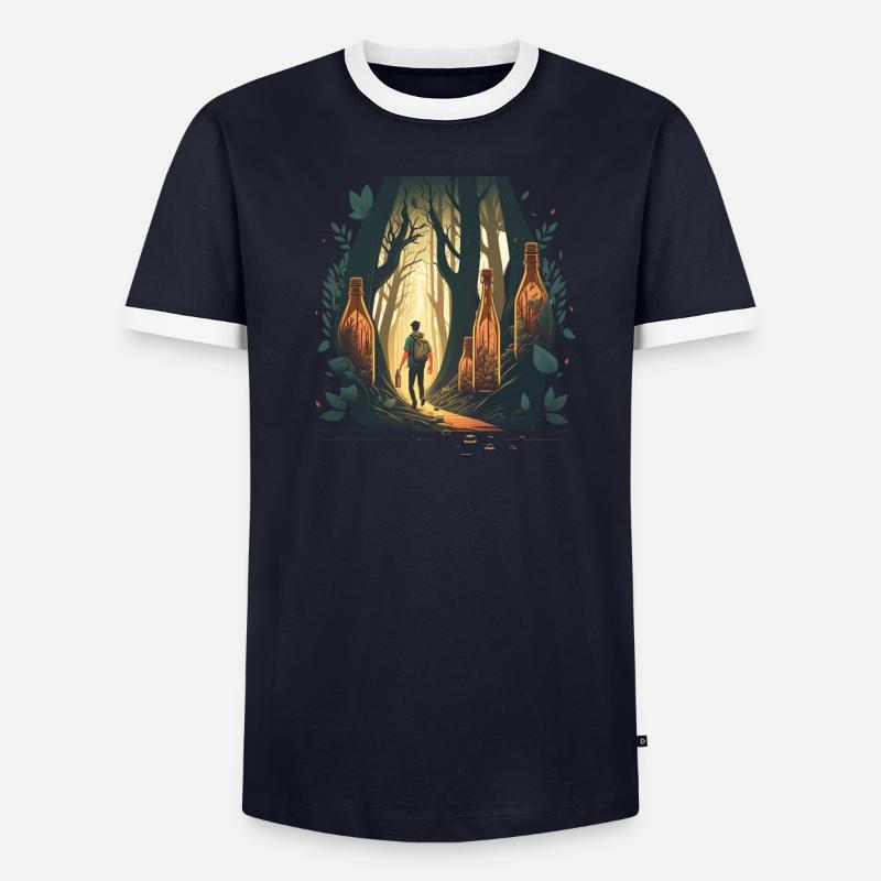 Wanderer im Wald voll mit Bier Männer Kontrast-T-Shirt