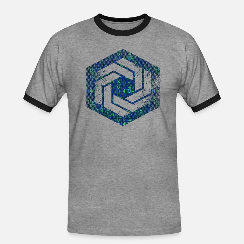 hexagon programming programmer coding geometric - Men's Ringer Shirt - heather grey/black
