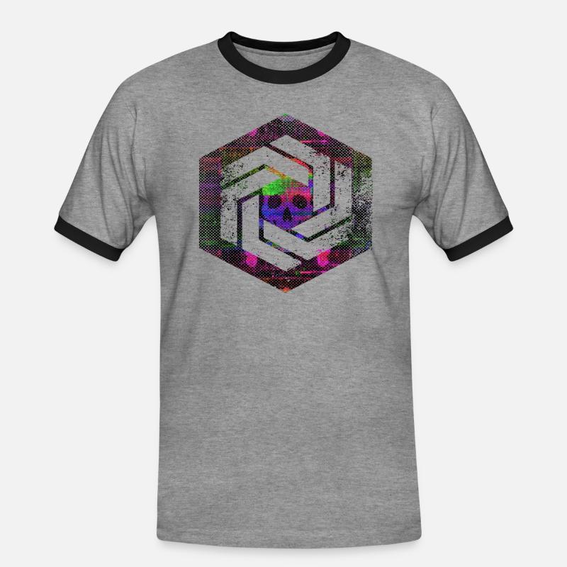 hexagon programming programmer coding geometric - Men's Ringer Shirt - heather grey/black
