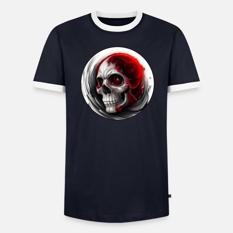 Darkside Design - Schädel Kunst 4 Männer Kontrast-T-Shirt