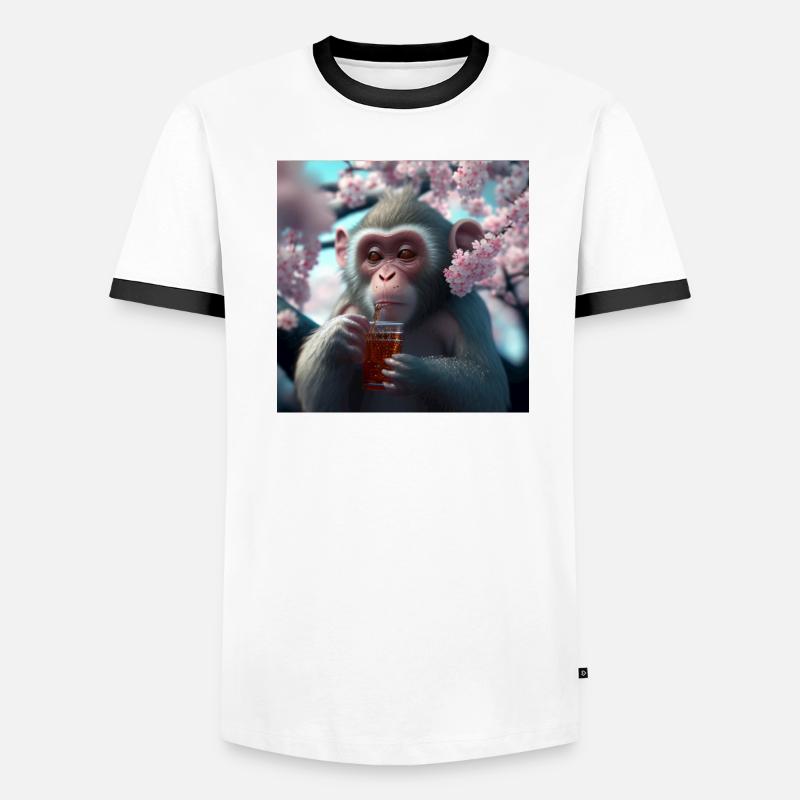 Äffchen mit Getränk Geschenk Männer Kontrast-T-Shirt
