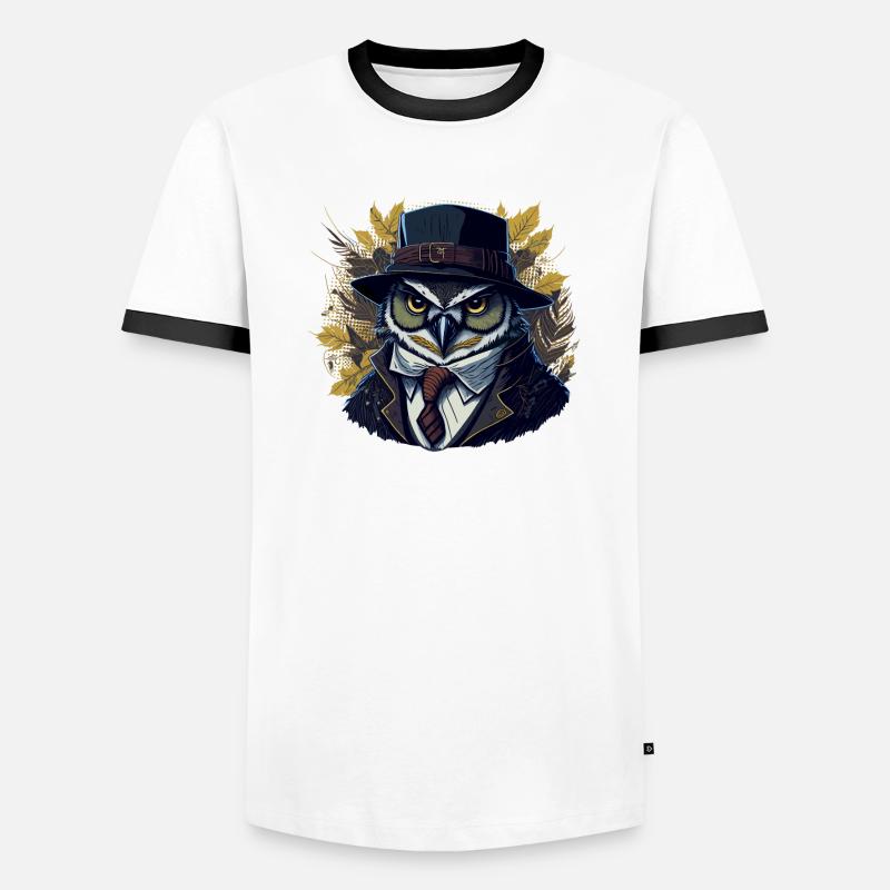 Herbst Eule Wald Boss - KI - DIGITAL Men's Ringer Shirt