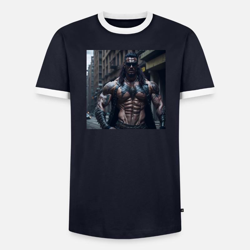 Future Cyberpunkt Warrior Männer Kontrast-T-Shirt
