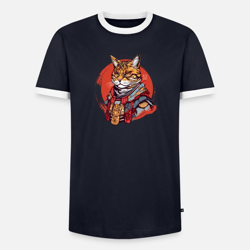 Chat samouraï T-shirt contrasté Homme