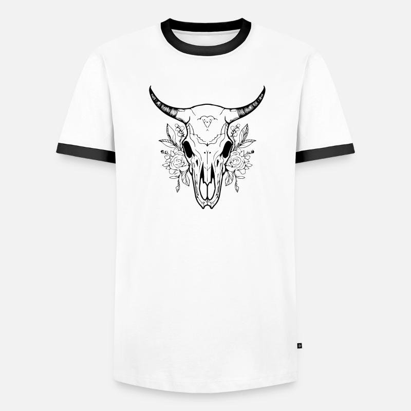 Crâne de vache Boho T-shirt contrasté Homme