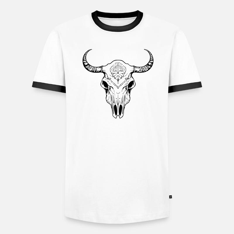 Crâne de vache Boho T-shirt contrasté Homme