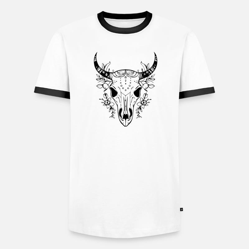 Crâne de vache Boho T-shirt contrasté Homme