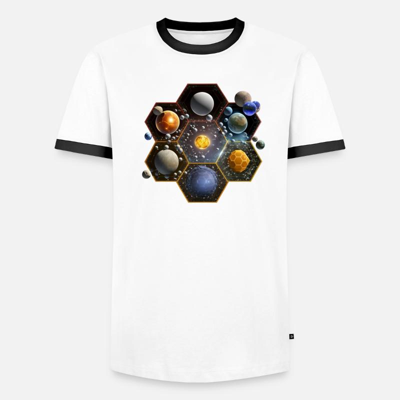 Système solaire hexagonal T-shirt contrasté Homme