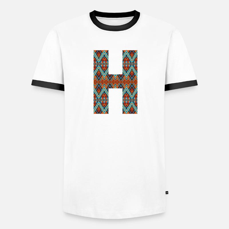 Buchstabe H - Boho-Design, buntes Monogramm Männer Kontrast-T-Shirt