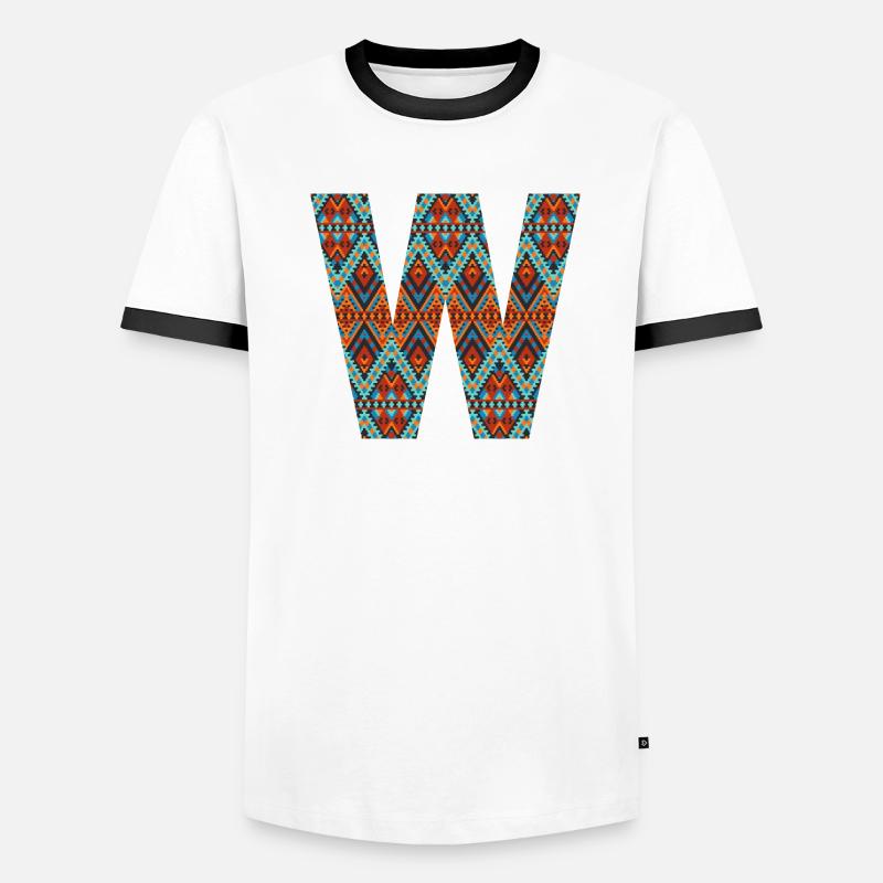 Buchstabe W- Boho-Design, Buntes Monogramm Männer Kontrast-T-Shirt