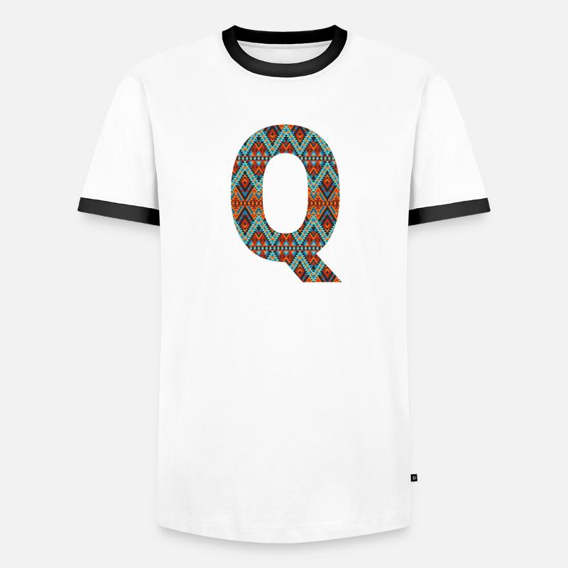 Buchstabe Q - Boho-Design, buntes Monogramm Männer Kontrast-T-Shirt