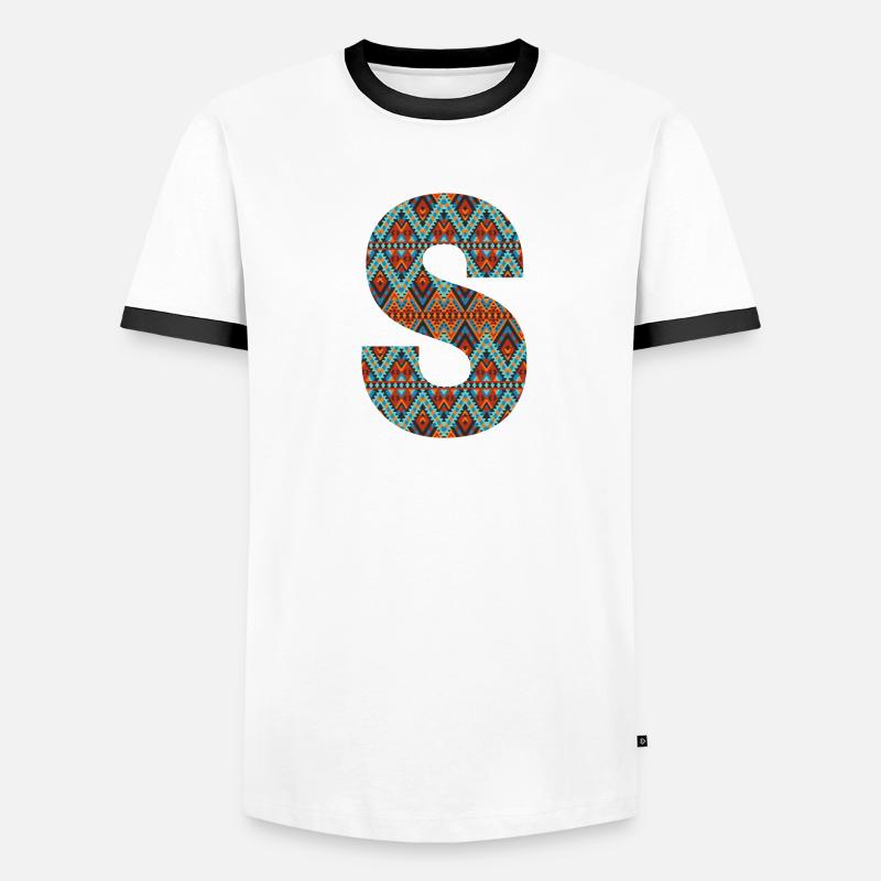 Buchstabe S- Boho-Design, Buntes Monogramm Männer Kontrast-T-Shirt