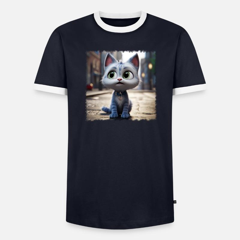 chat mignon T-shirt contrasté Homme