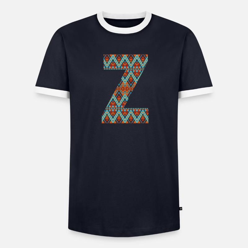 Buchstabe Z - Boho-Design, Buntes Monogramm - Männer Kontrast-T-Shirt - undefined