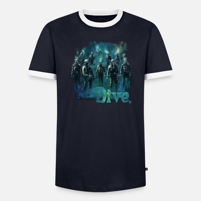 Aquarelle diving: 10 DIVE divers Men's Ringer Shirt