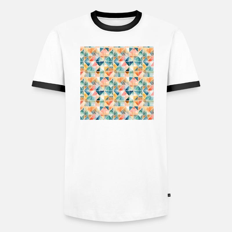 Abstract Geometric Seamless Repeat Pattern Shapes Men's Ringer Shirt