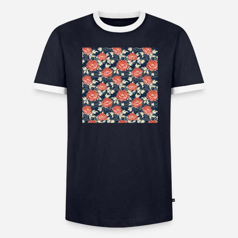 Roses Seamless Pattern Beautiful Elegant Aesthetic Men's Ringer Shirt
