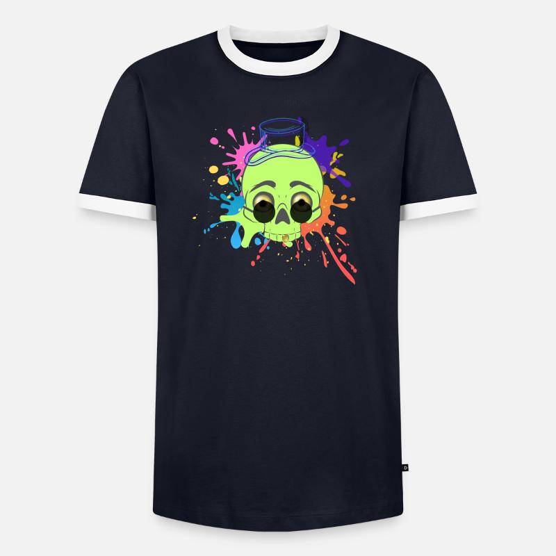 Splash-Schädel Männer Kontrast-T-Shirt