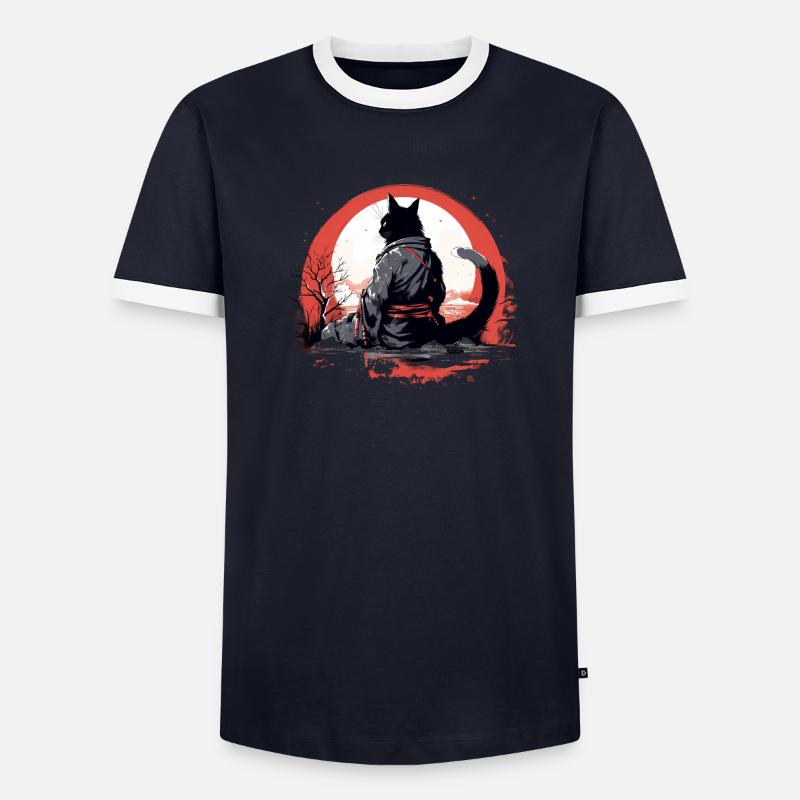 Chat samouraï T-shirt contrasté Homme