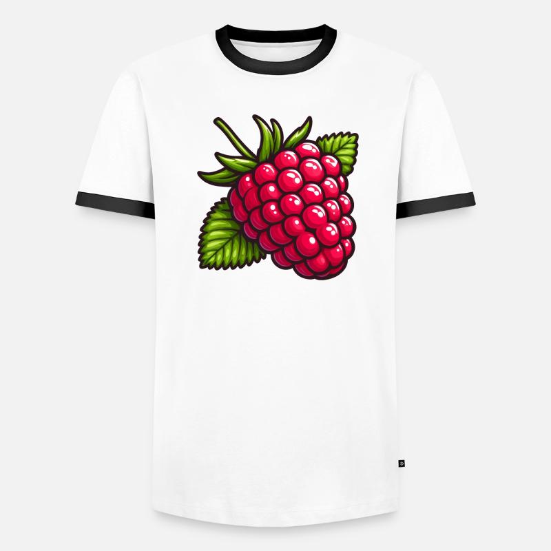Large Leafy Raspberry Men's Ringer Shirt