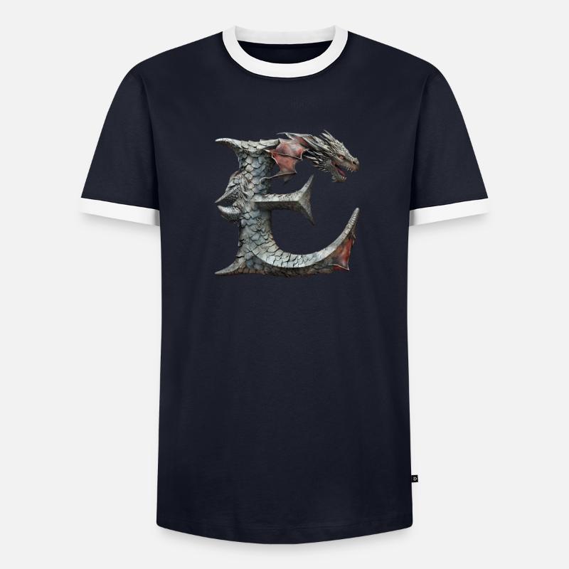 Lettre « E » en forme de dragon. T-shirt contrasté Homme