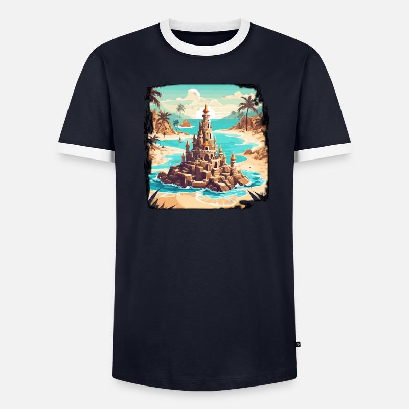 Château de sable / Construction / Jouer / Château / Vacances T-shirt contrasté Homme
