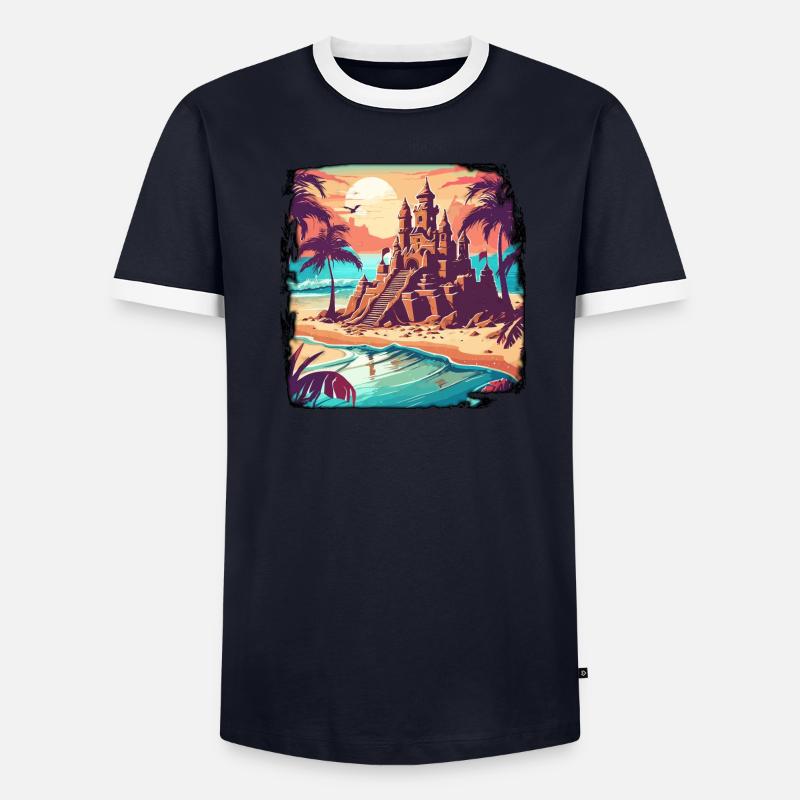 Château de sable / Construction / Jouer / Château / Vacances T-shirt contrasté Homme