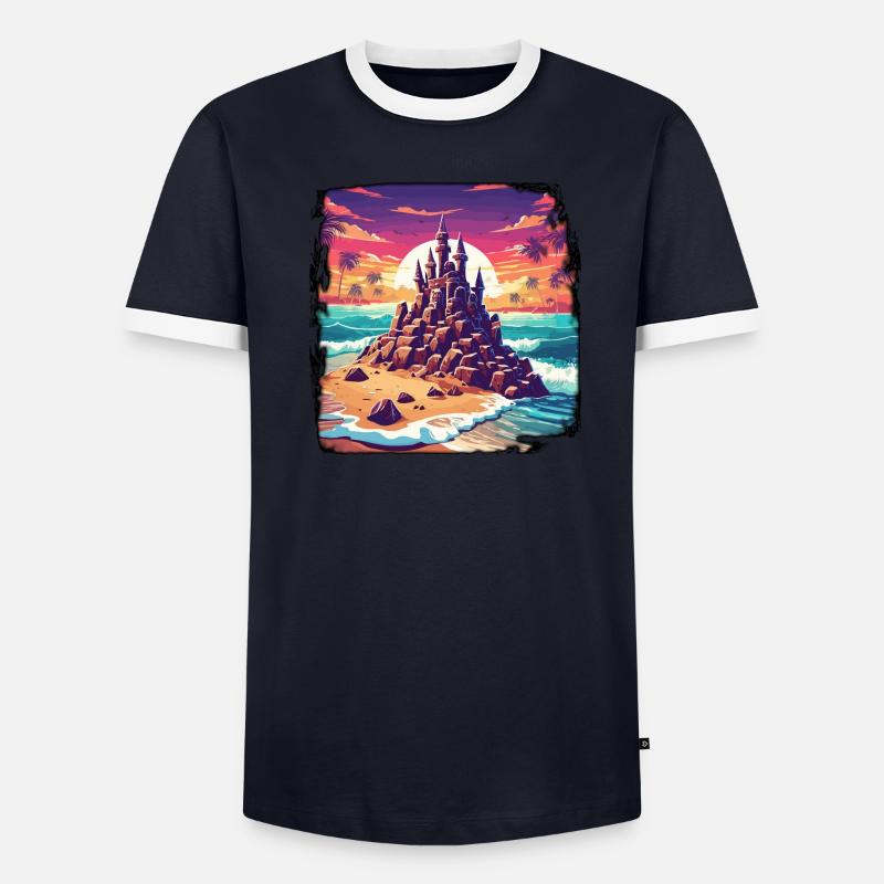 Château de sable / Construction / Jouer / Château / Vacances T-shirt contrasté Homme
