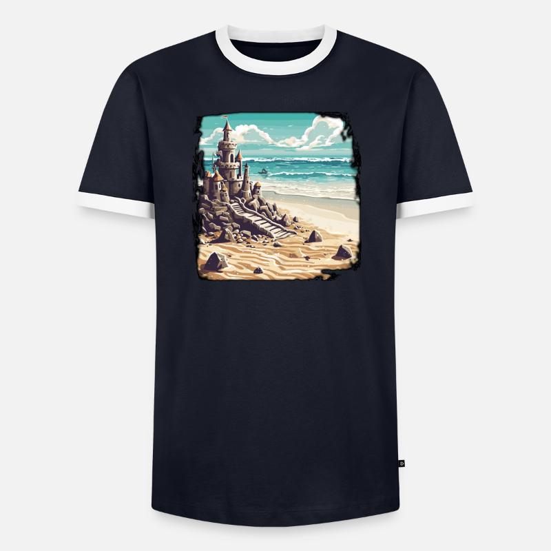 Château de sable / Construction / Jouer / Château / Vacances T-shirt contrasté Homme