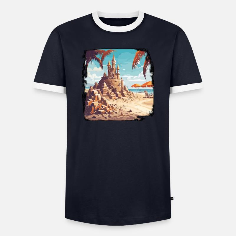 Château de sable / Construction / Jouer / Château / Vacances T-shirt contrasté Homme