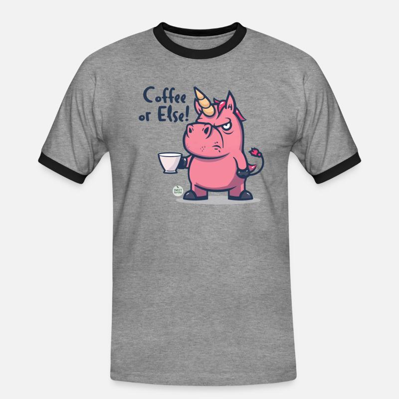 Kaffee hin oder her! - Männer Kontrast-T-Shirt - Grau meliert/Schwarz