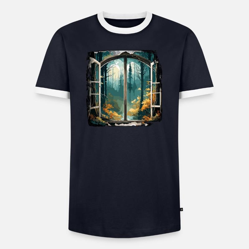 Window in the Forest / Trees / View / Wilderness Men's Ringer Shirt