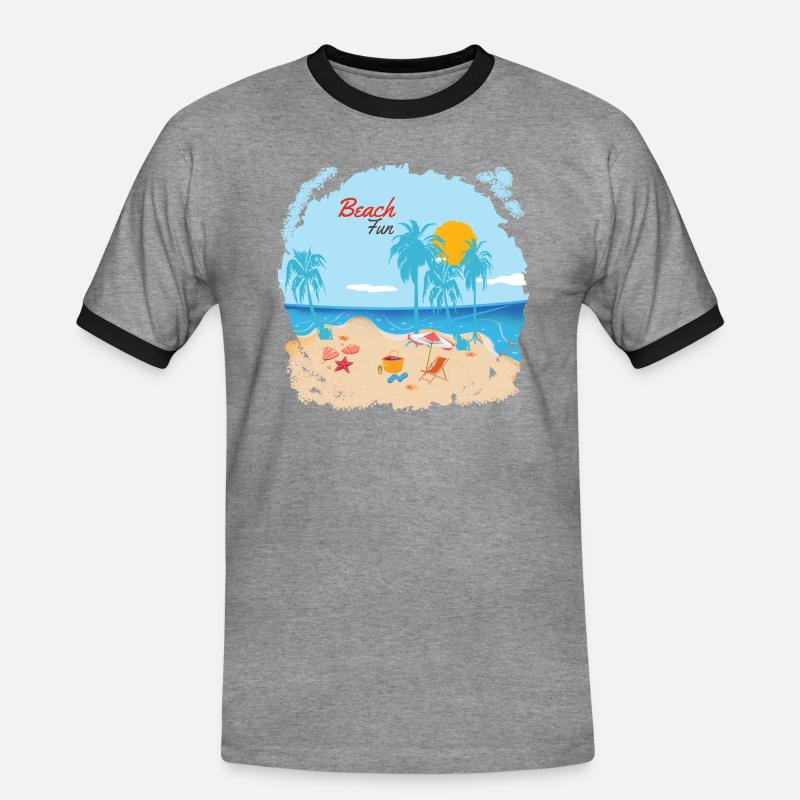 Beach Fun - Men's Ringer Shirt - heather grey/black